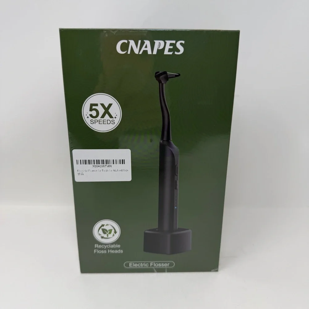 CNAPES NIB Electric Flosser for Teeth - 54 Refill Reusable Heads + 5 Speed White